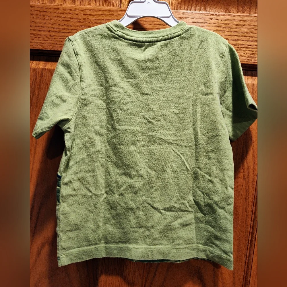 Gymboree Green Short Sleeve Tee with Tropical Zip-line Embroidered Teal Graphic